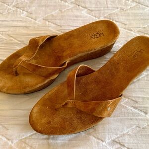 UGG Women's Brown Suede Wedge Sandals-new, never worn
